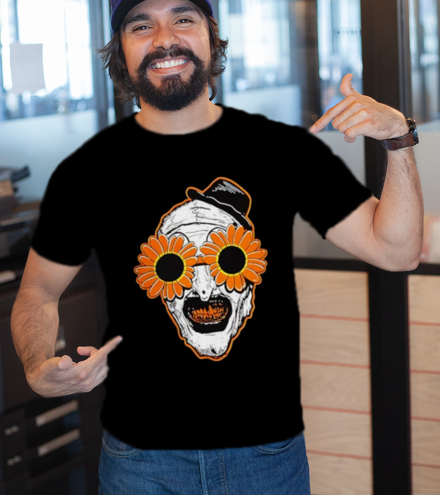 Art The Clown Creepy Halloween Sunflower Glasses Terrifier T-Shirt