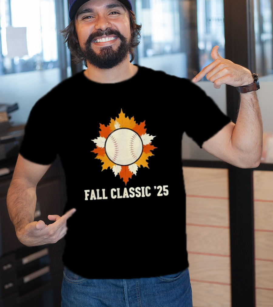 Fall Classic '25 Autumn Baseball Leaf Spirit T-Shirt