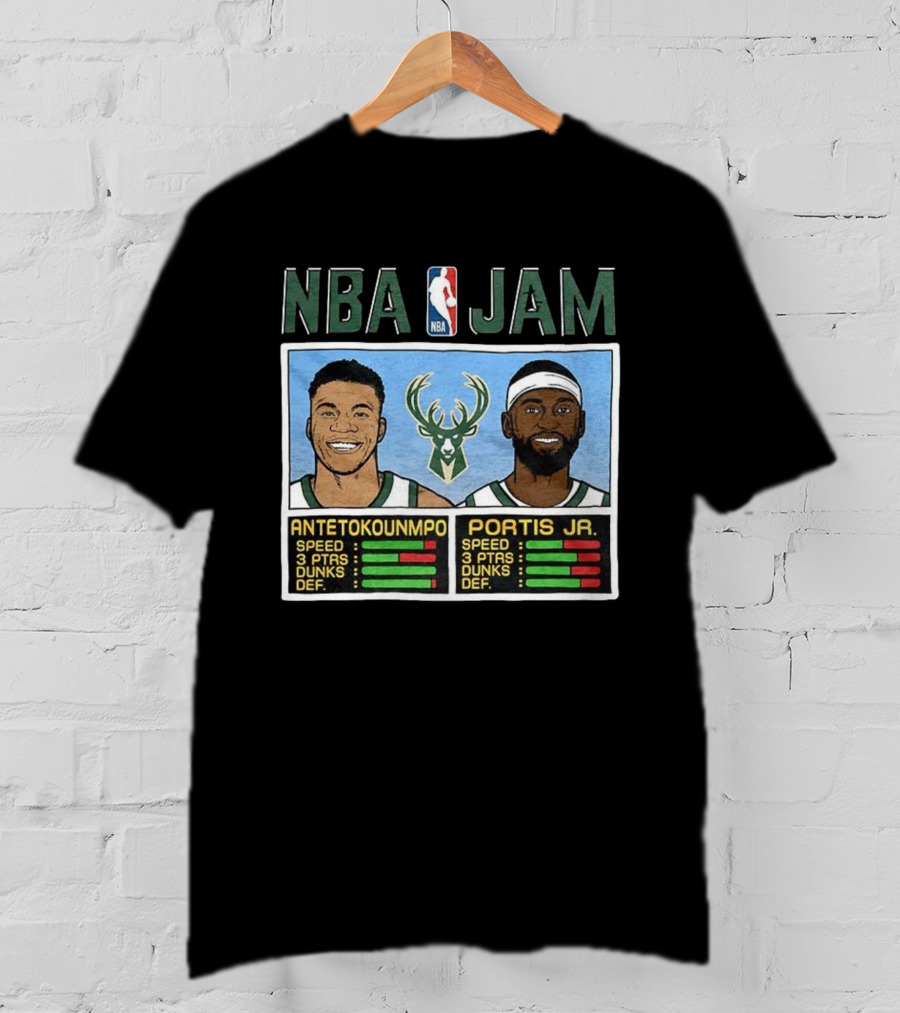 NBA Jam Antetokounmpo Portis Jr Milwaukee Bucks Classic Video Game T-Shirt