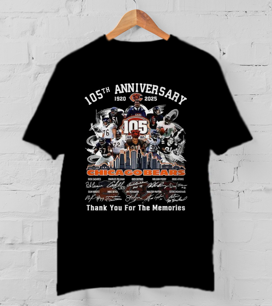 Chicago Bears 105th Anniversary 1920-2025 Thank You For The Memories T-Shirt