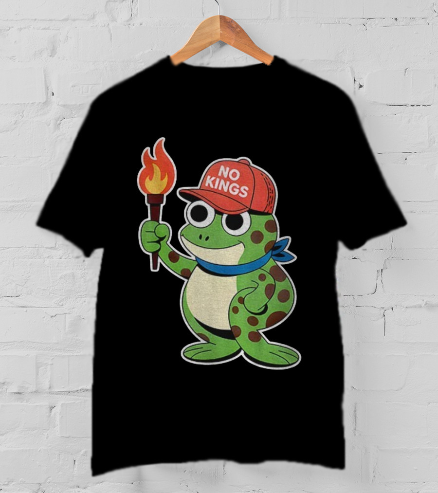 No Kings Frog Holding Torch Portland Protest Vintage Anti-ICE T-Shirt