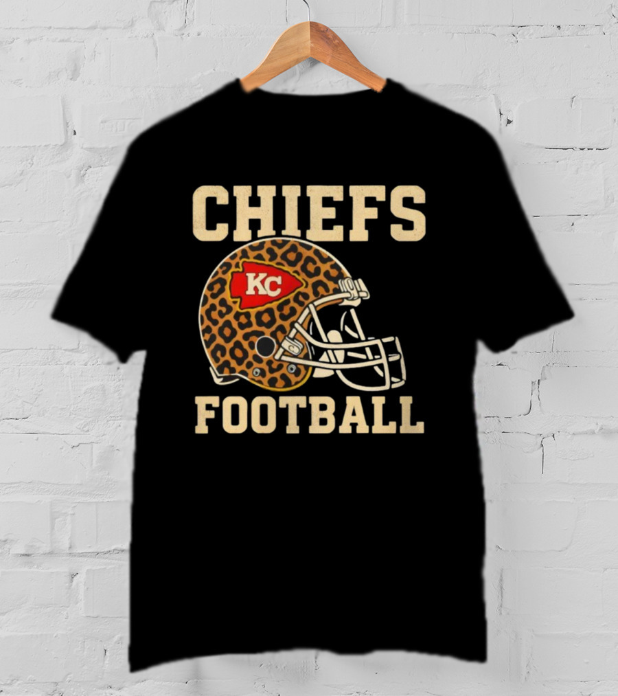 Retro KC Chiefs Leopard Helmet Football Vintage Style T-Shirt