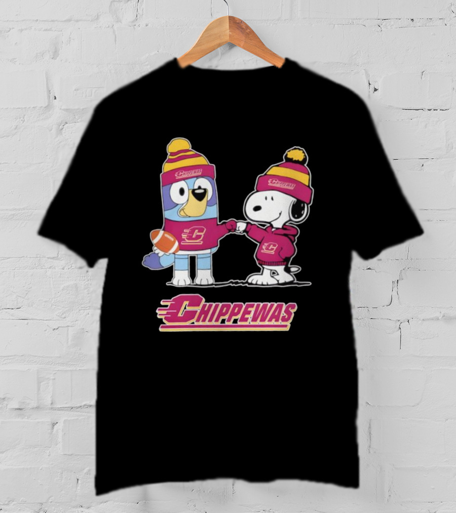Snoopy Bluey Central Michigan Chippewas Football Collaboration T-Shirt