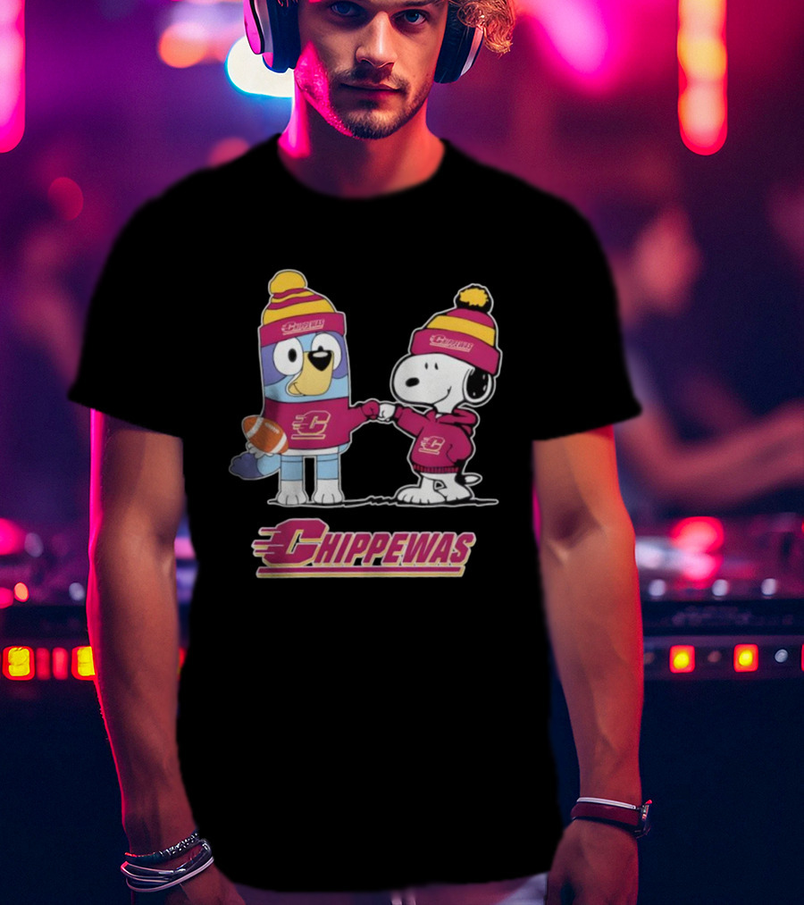 Snoopy Bluey Central Michigan Chippewas Football Collaboration T-Shirt