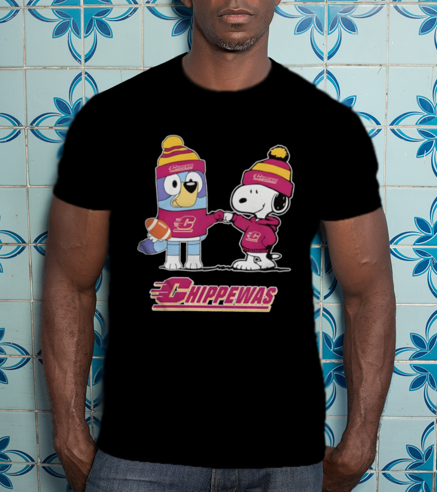 Snoopy Bluey Central Michigan Chippewas Football Collaboration T-Shirt