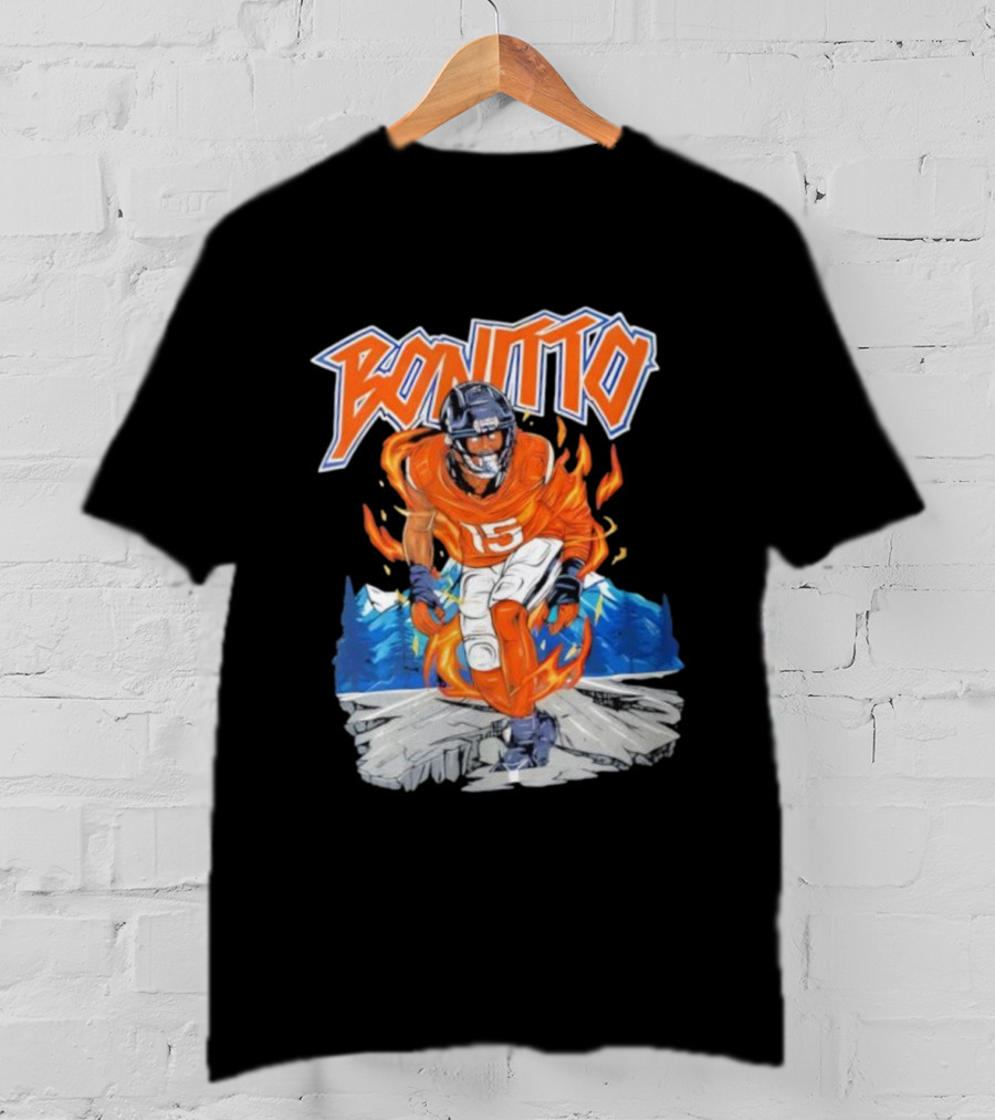 Bonitto 15 Football Flames And Mountains Graphic T-Shirt