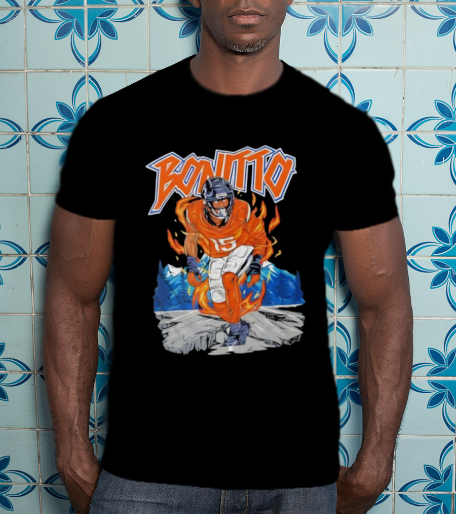 Bonitto 15 Football Flames And Mountains Graphic T-Shirt