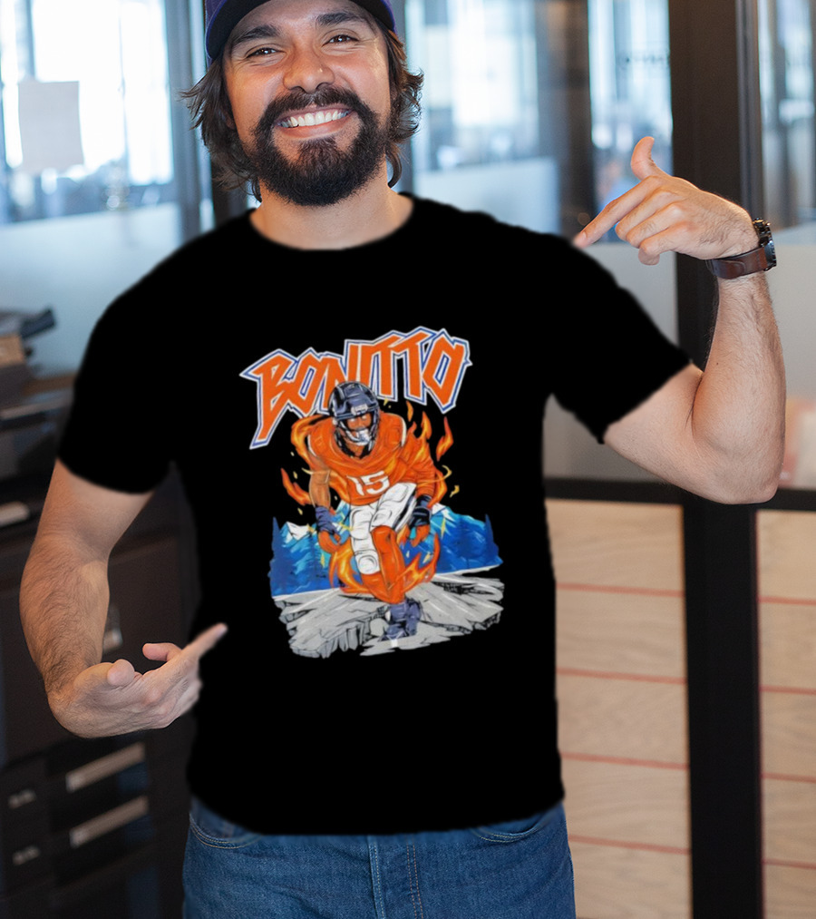 Bonitto 15 Football Flames And Mountains Graphic T-Shirt