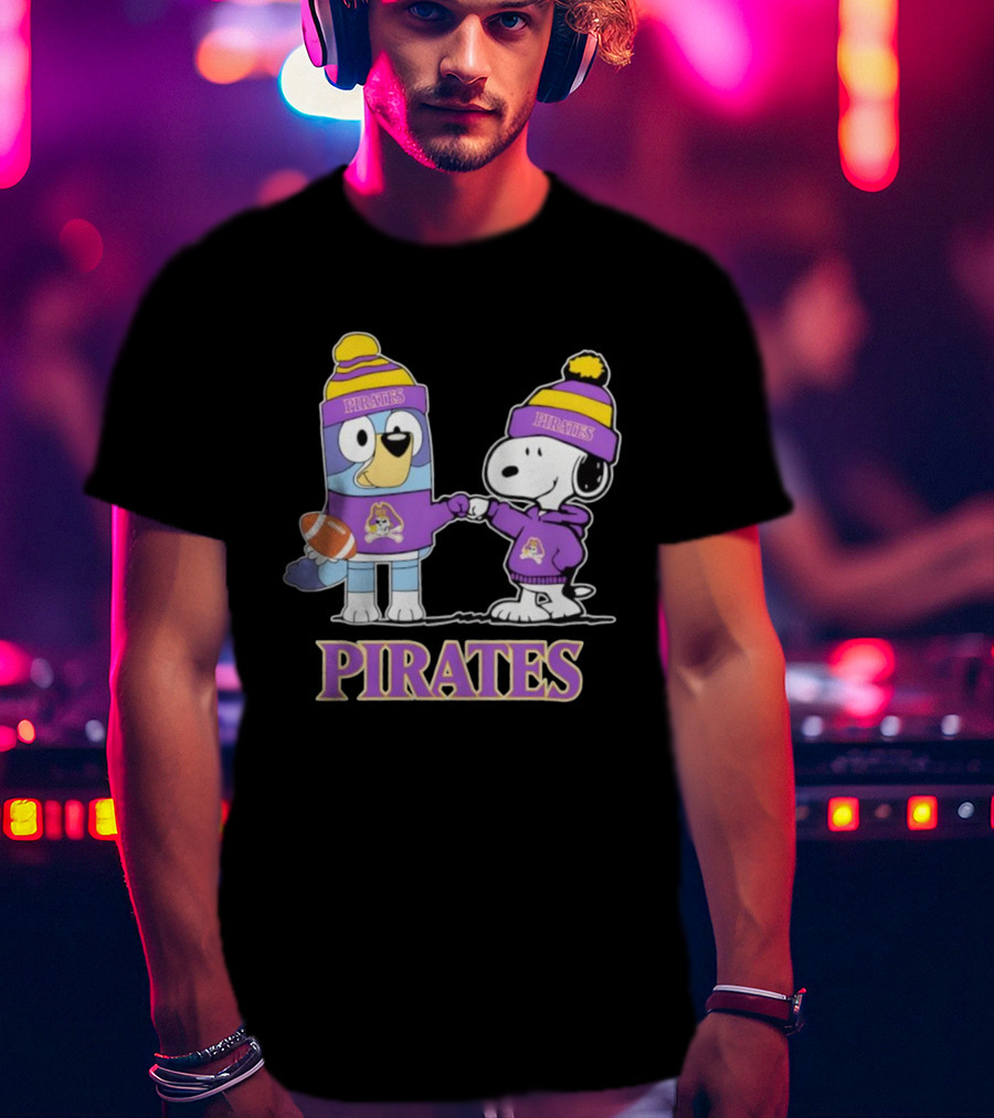 Snoopy Bluey East Carolina Pirates Football Festive Team Spirit T-Shirt