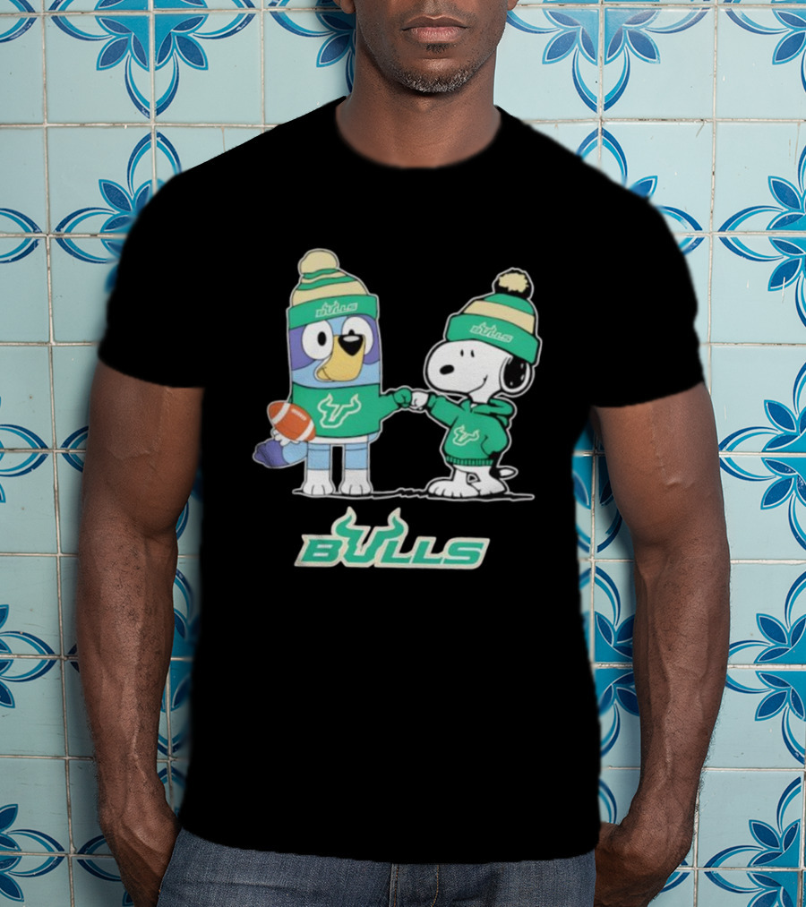 Snoopy Bluey South Florida Bulls Football Team Gear Collaboration T-Shirt