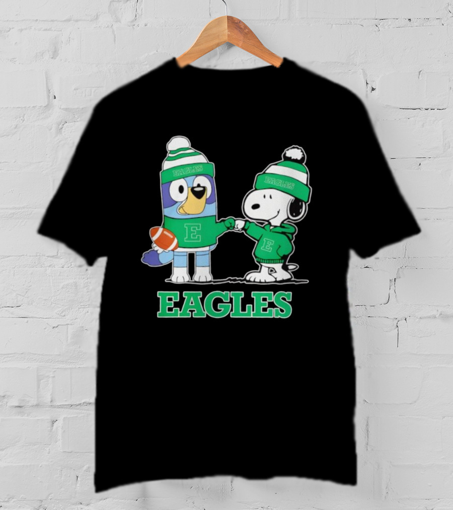 Snoopy Bluey Eastern Michigan Eagles Football Team Fan Apparel T-Shirt