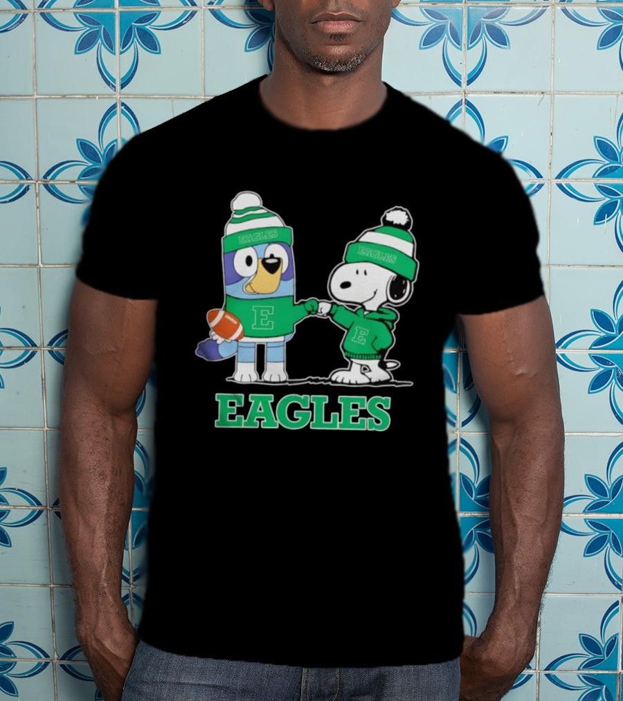 Snoopy Bluey Eastern Michigan Eagles Football Team Fan Apparel T-Shirt