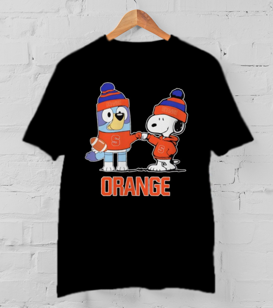 Snoopy Bluey Syracuse Orange Football Collaboration T-Shirt