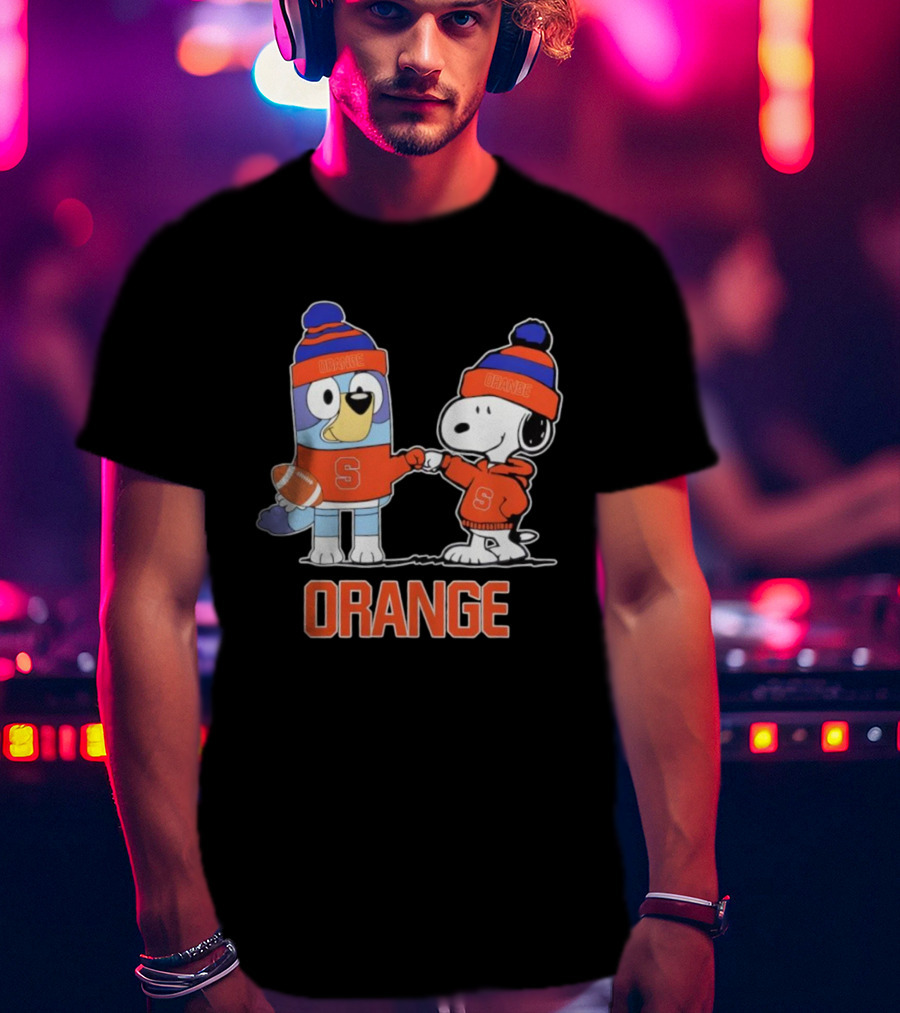 Snoopy Bluey Syracuse Orange Football Collaboration T-Shirt