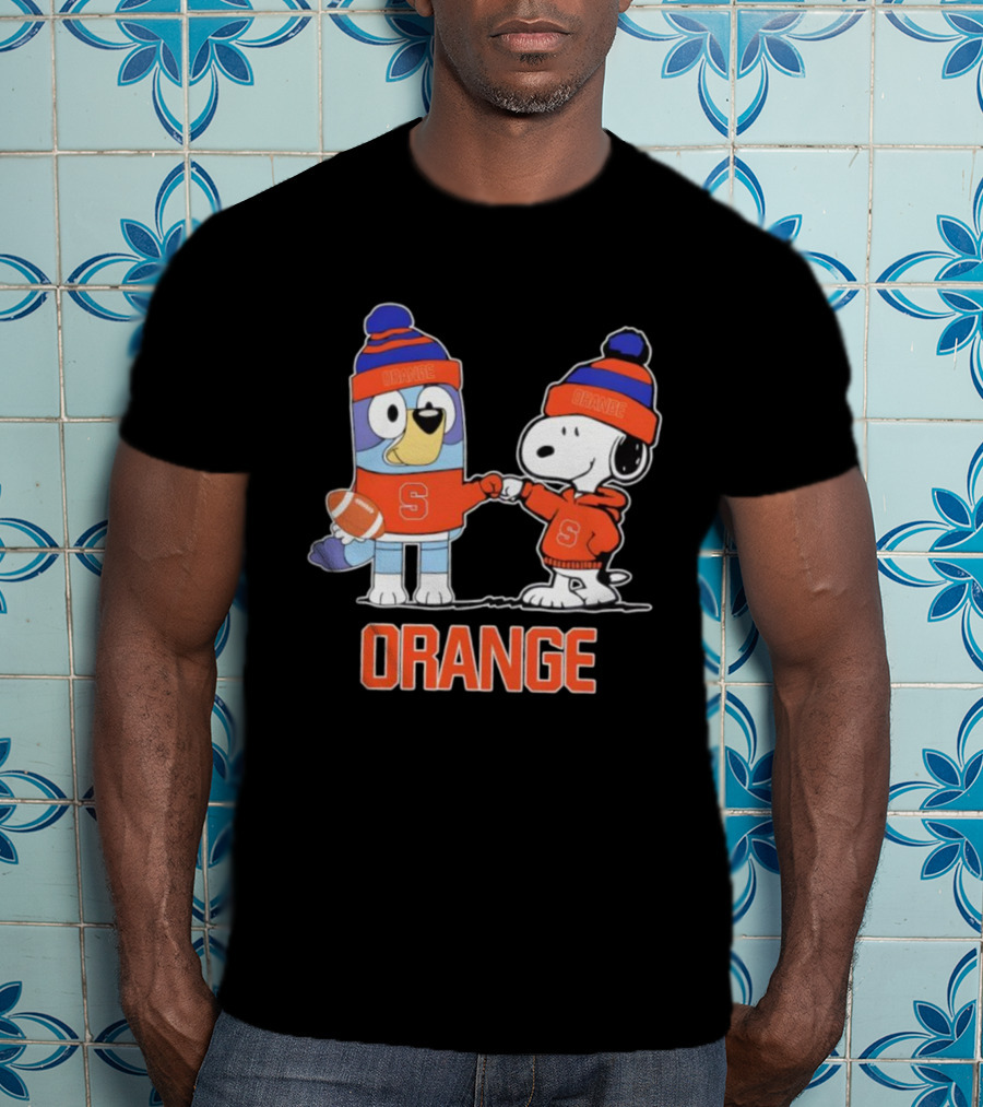Snoopy Bluey Syracuse Orange Football Collaboration T-Shirt