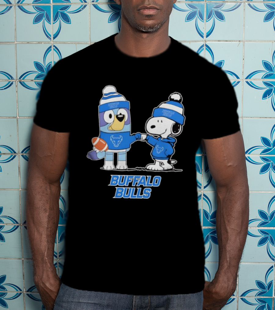 Snoopy Bluey Buffalo Bulls Football Collaboration T-Shirt
