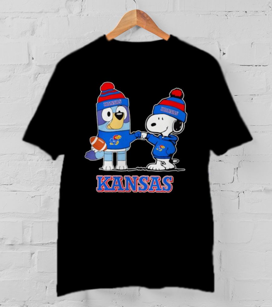Kansas Jayhawks Football Snoopy X Bluey Collaboration T-Shirt