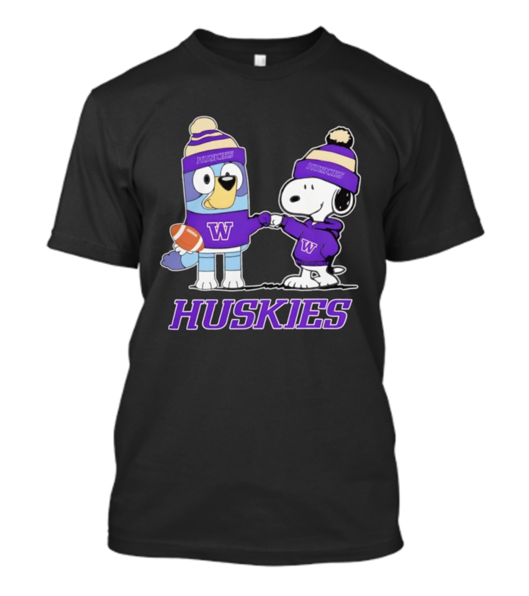 Snoopy Bluey Huskies Football W Washington Team T-Shirt