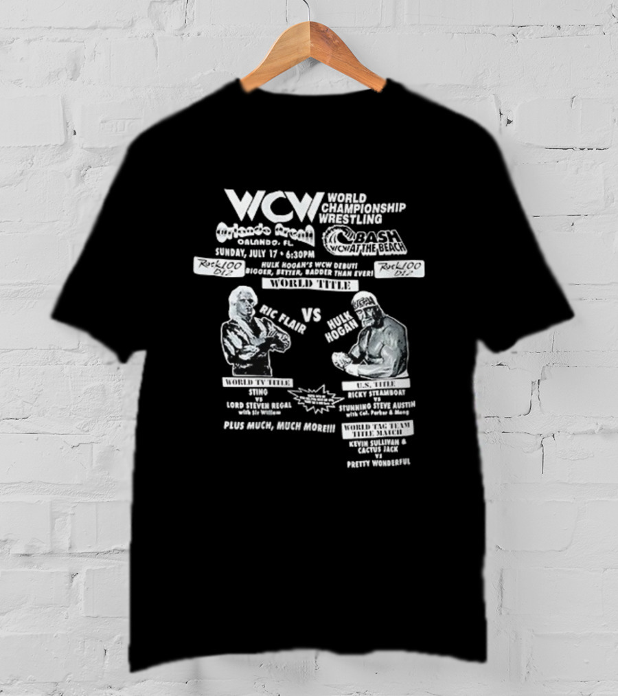 WCW World Championship Wrestling Clash Ric Flair Vs Hulk Hogan Orlando Arena Bash At The Beach T-Shirt