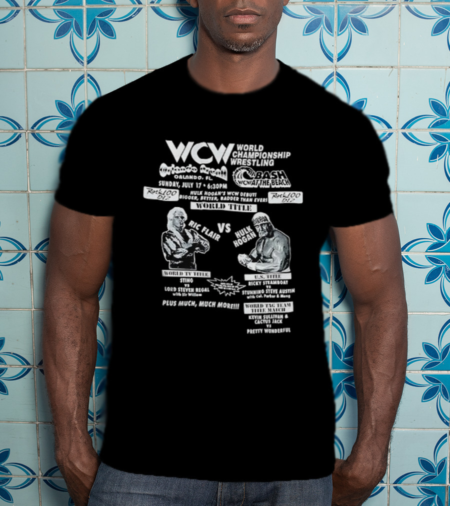 WCW World Championship Wrestling Clash Ric Flair Vs Hulk Hogan Orlando Arena Bash At The Beach T-Shirt
