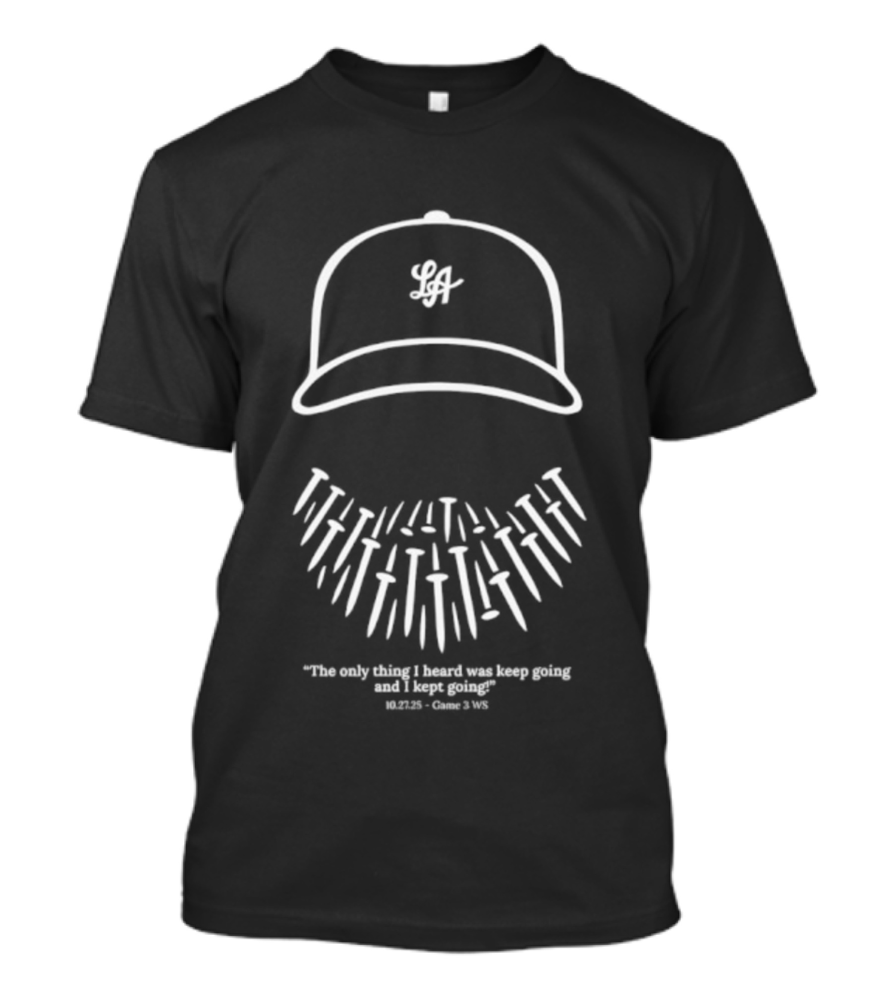 Will Klein Los Angeles Dodgers MLB Keep Going Baseball Cap With Beard Illustration T-Shirt