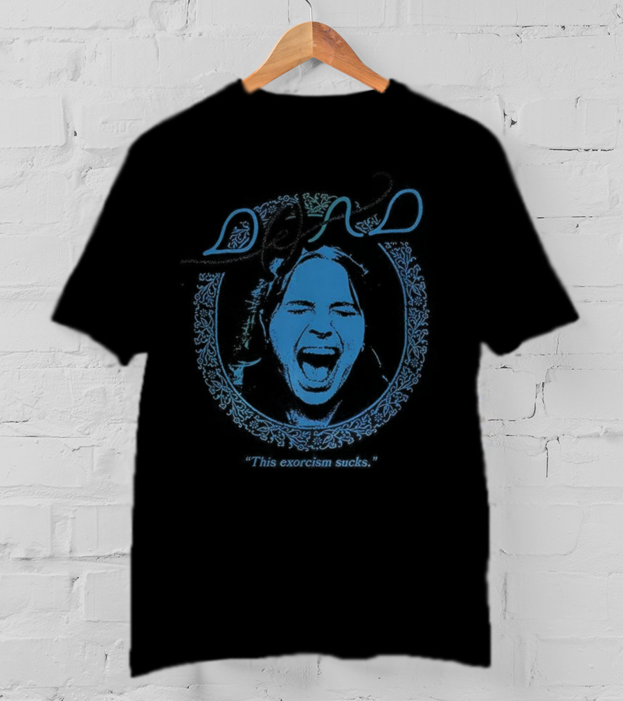 Wolfe Dead Exorcism Sucks Distorted Face Blue Design T-Shirt
