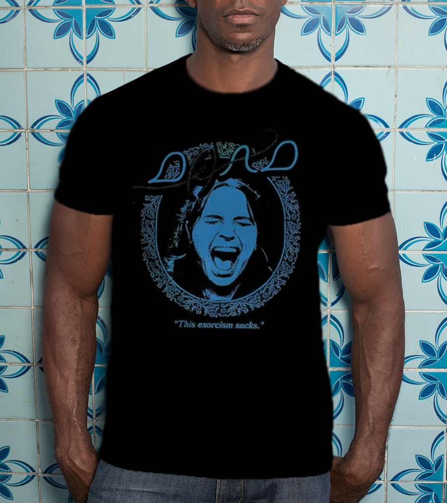 Wolfe Dead Exorcism Sucks Distorted Face Blue Design T-Shirt