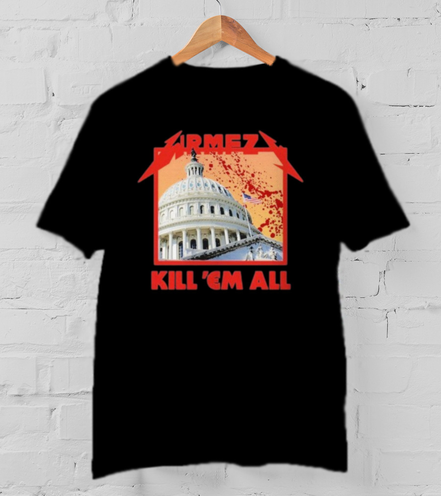 WRMFZY Kill Em All Capitol Blood Spatter American Flag T-Shirt