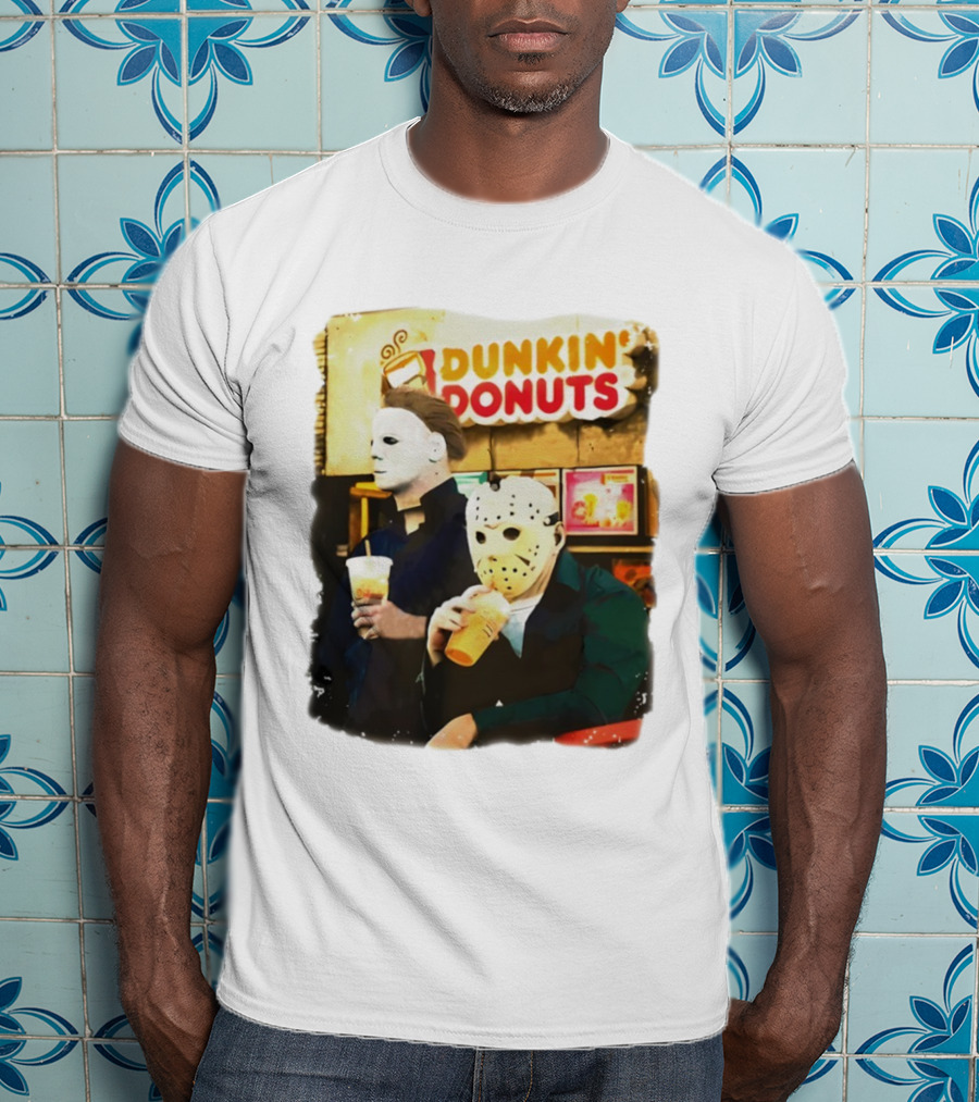 Dunkin Donuts Halloween Michael Jason Horror Movie Funny T-Shirt