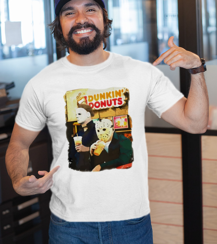 Dunkin Donuts Halloween Michael Jason Horror Movie Funny T-Shirt