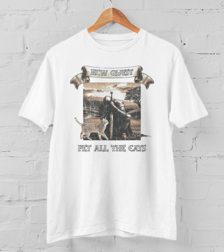 New Quest Pet All The Cats Knight Medieval Adventure T-Shirt