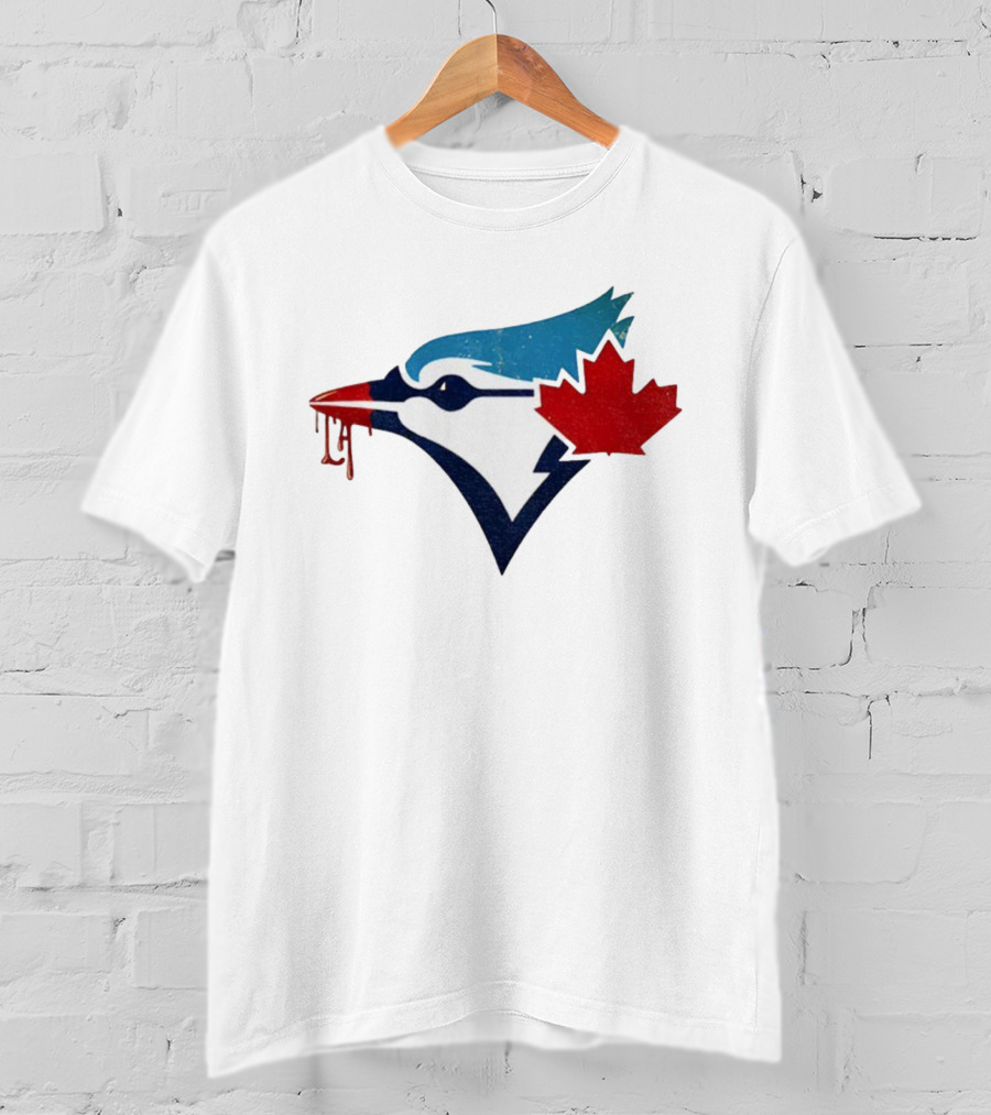 Toronto Blue Jays Dripping Maple Leaf Bird Emblem T-Shirt