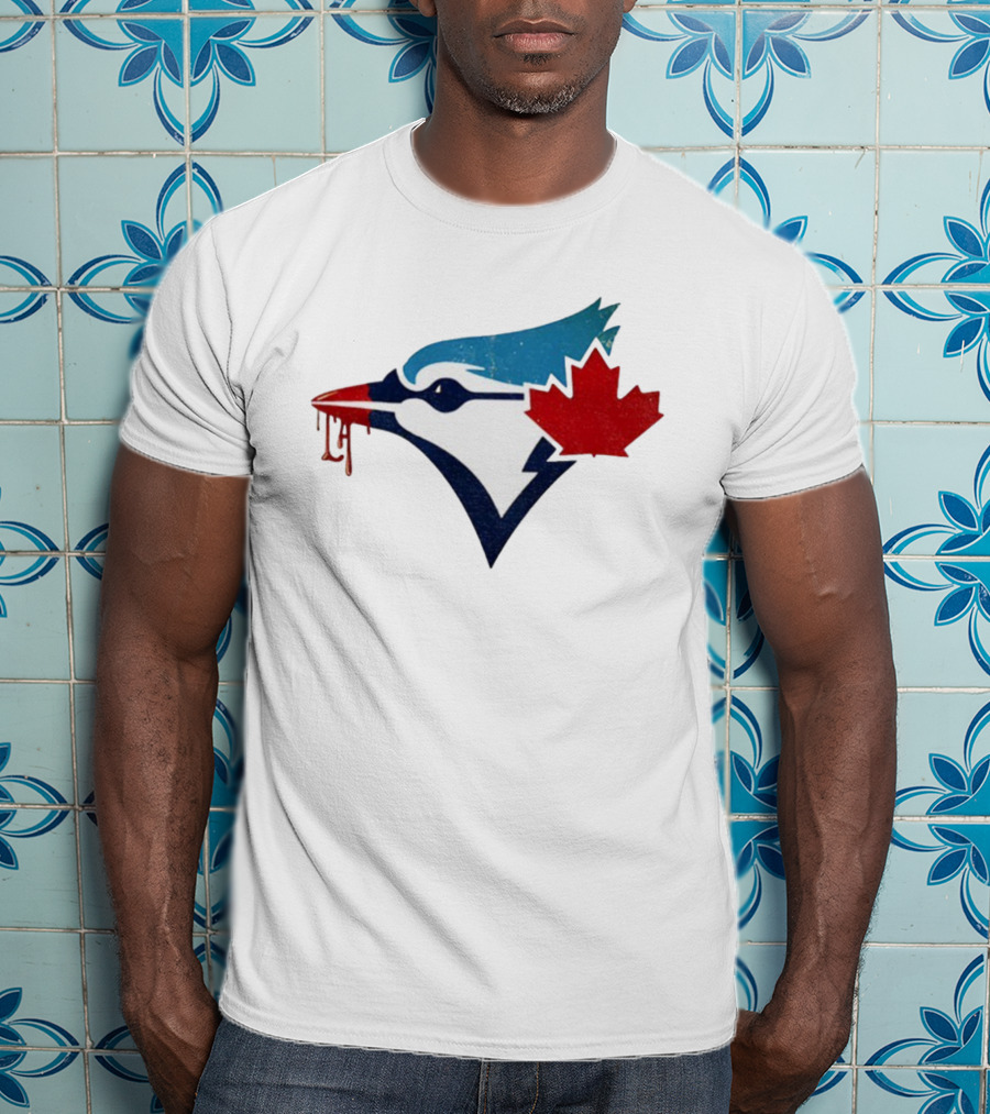 Toronto Blue Jays Dripping Maple Leaf Bird Emblem T-Shirt