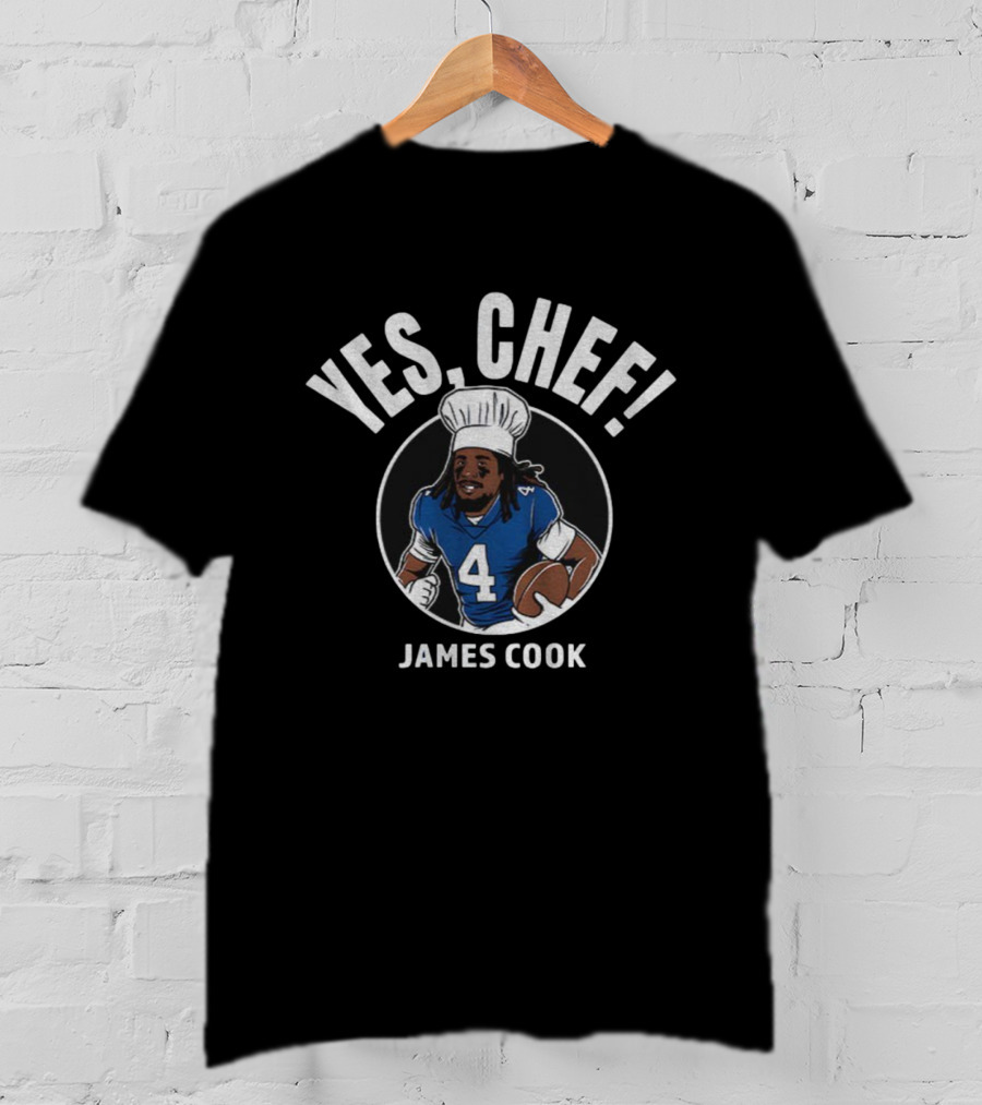 James Cook Yes Chef Cartoon Buffalo Bills NFL Football 2025 Game Day T-Shirt