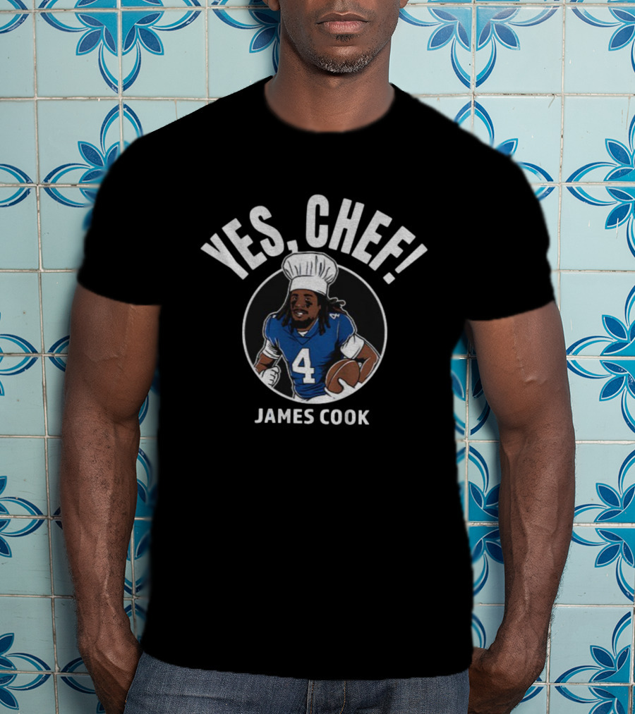James Cook Yes Chef Cartoon Buffalo Bills NFL Football 2025 Game Day T-Shirt