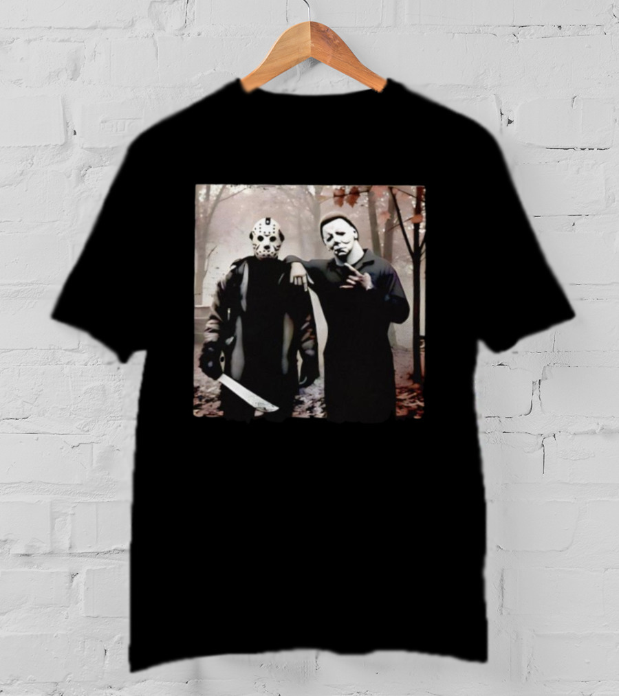 Jason Voorhees Michael Myers Halloween Horror Characters Forest Scene T-Shirt