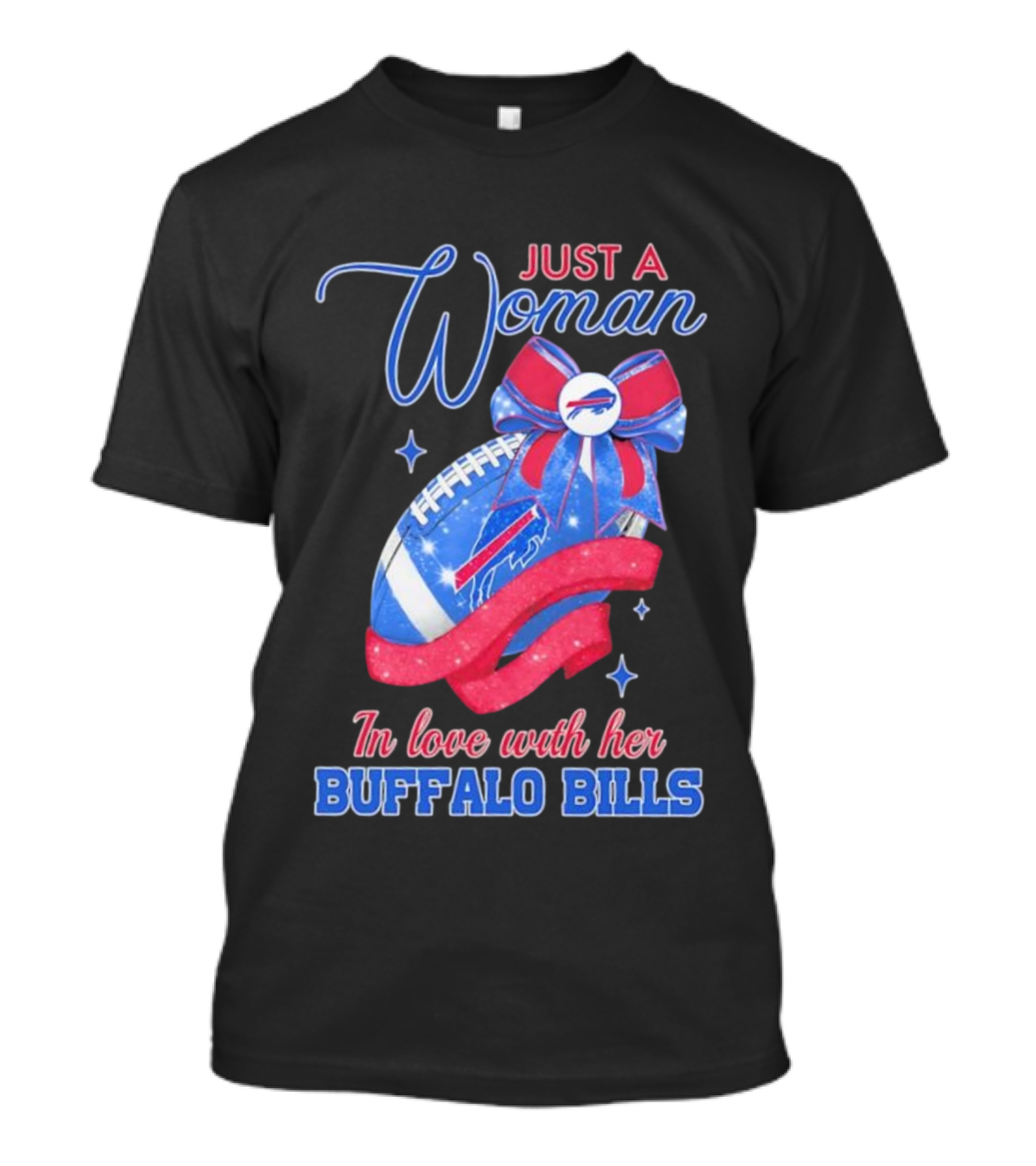 Just A Woman In Love With Her Buffalo Bills Ribbon Football T-Shirt