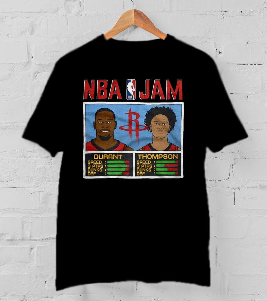 Kevin Durant Amen Thompson Houston Rockets NBA Jam Retro Style T-Shirt