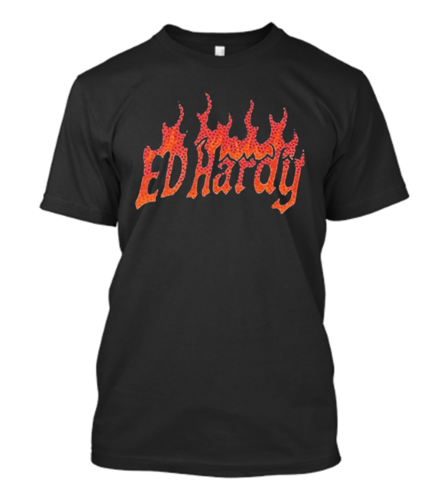 Machine Gun Kelly Ed Hardy Flames Rhinestone Shadow Collaboration T-Shirt