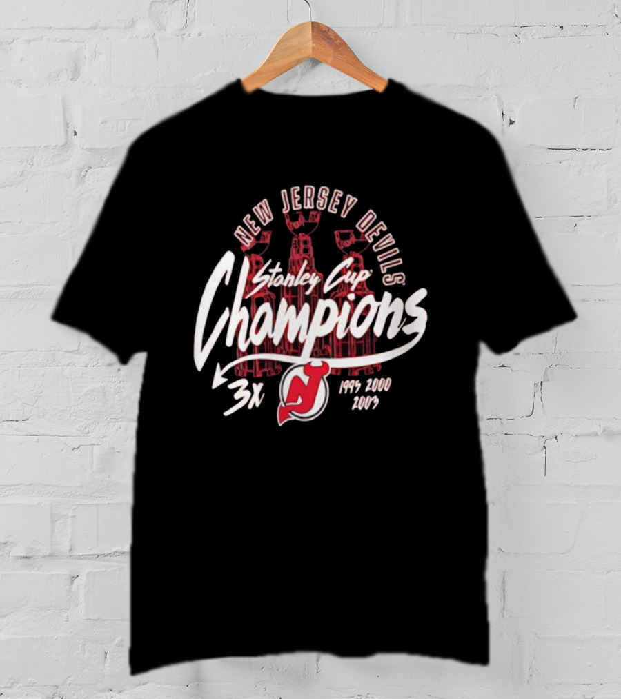 New Jersey Devils Stanley Cup Champions 3x 1995 2000 2003 T-Shirt