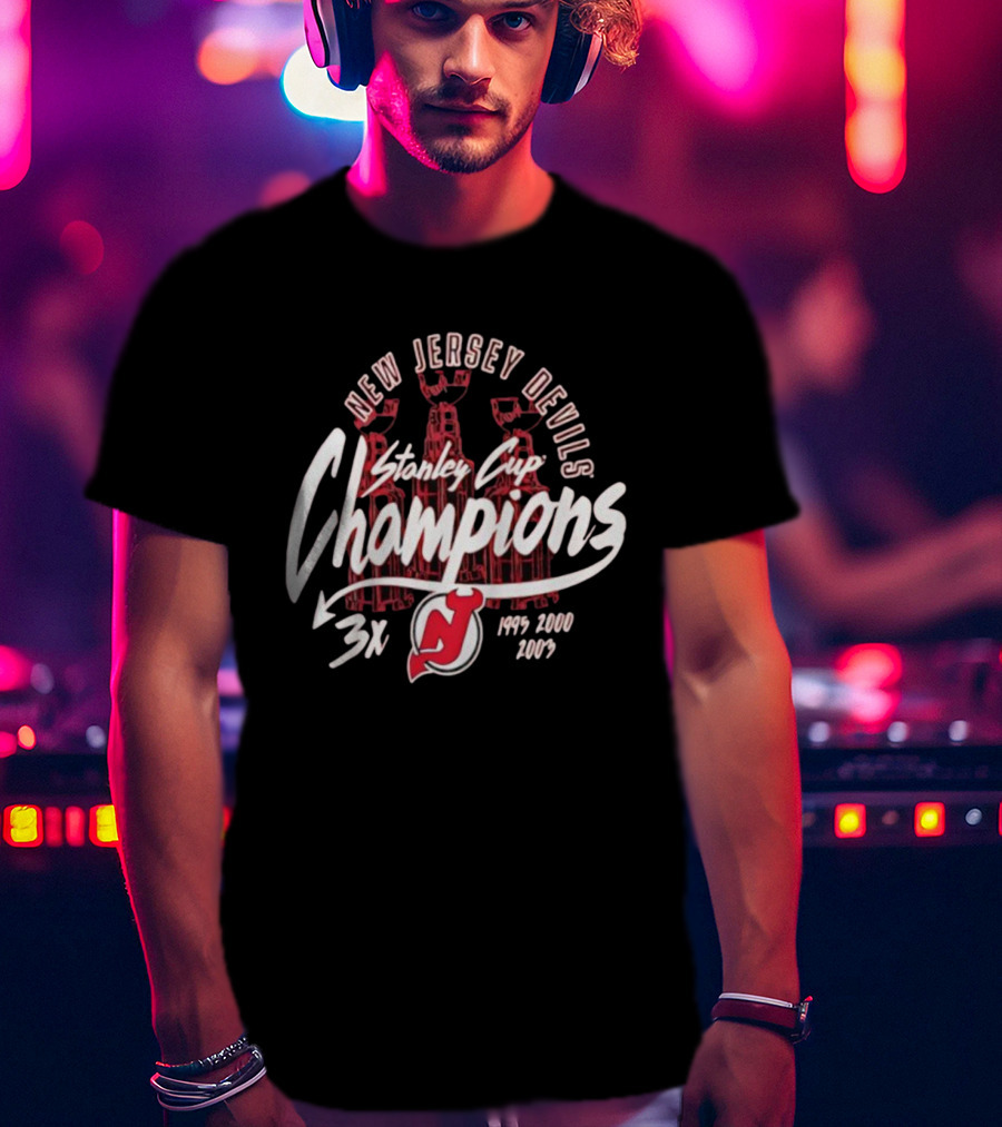 New Jersey Devils Stanley Cup Champions 3x 1995 2000 2003 T-Shirt