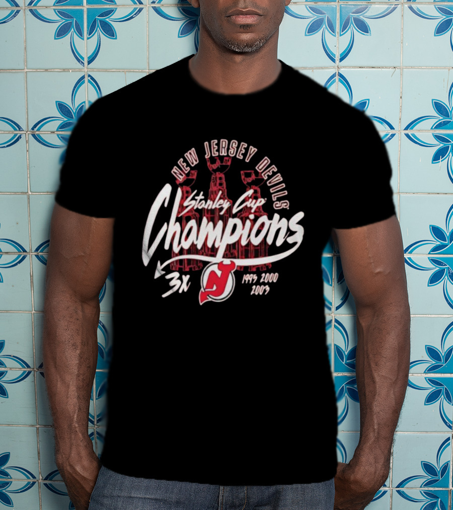 New Jersey Devils Stanley Cup Champions 3x 1995 2000 2003 T-Shirt