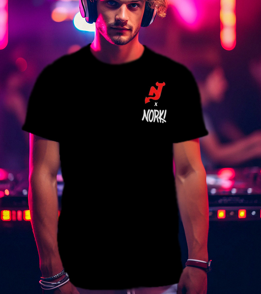 New Jersey Devils X Nork Los Diablos Collaboration Red NJ Logo T-Shirt