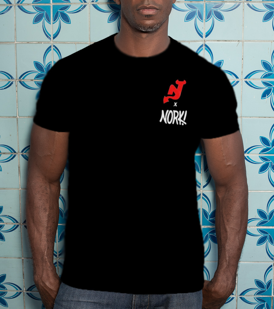 New Jersey Devils X Nork Los Diablos Collaboration Red NJ Logo T-Shirt