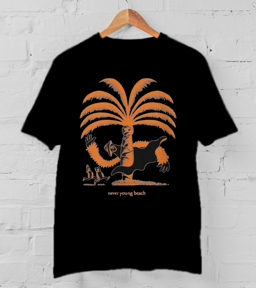 Never Young Beach Ghost Palm Tree Design Yashinoki T-Shirt