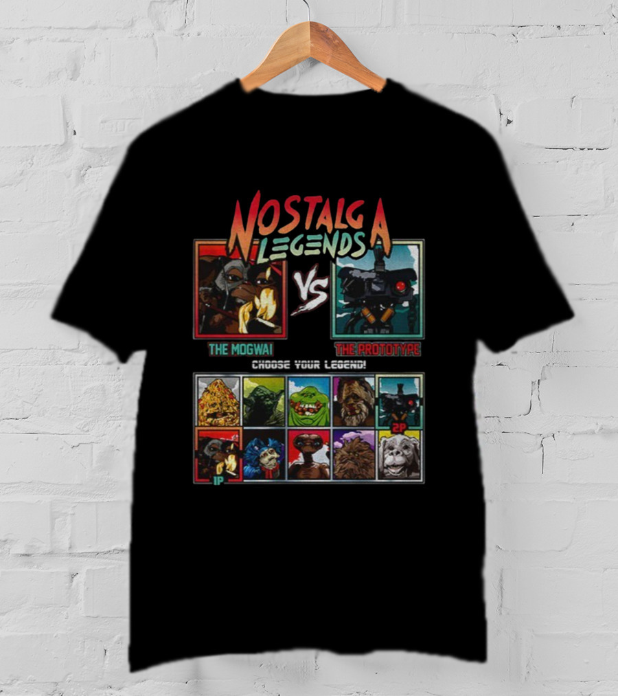 Nostalgia Legends Mogwai Vs Prototype Retro Battle Choose Your Legend T-Shirt