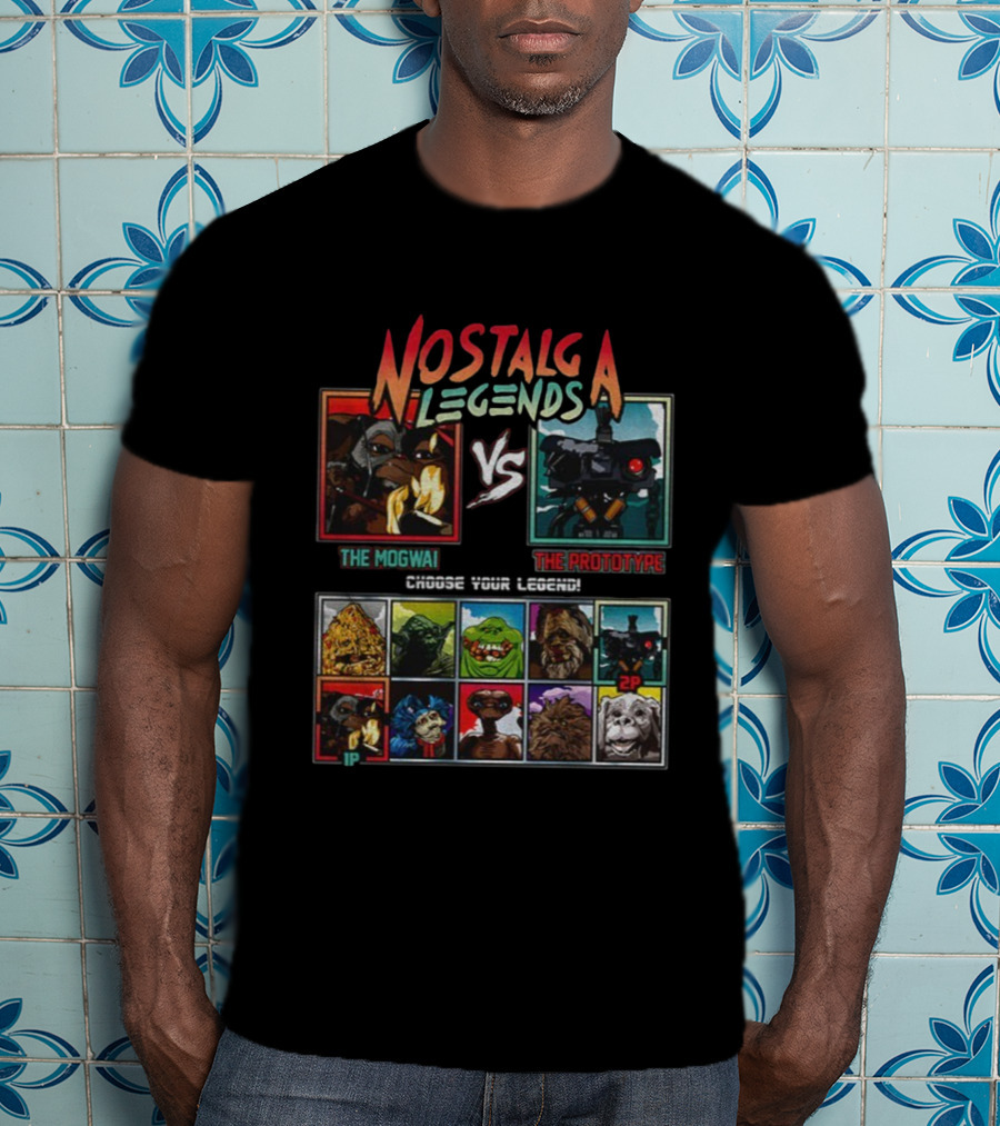 Nostalgia Legends Mogwai Vs Prototype Retro Battle Choose Your Legend T-Shirt