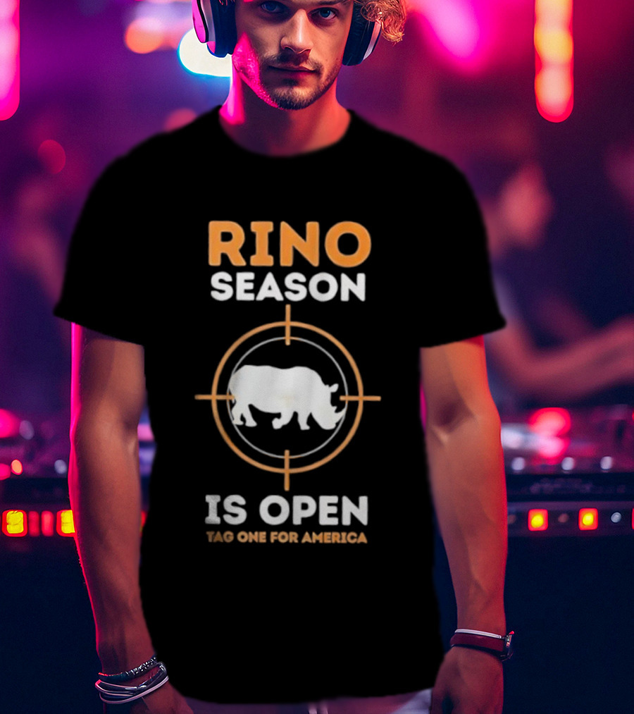 Rino Season Is Open Tag One For America Text With Target And Rhino Graphic T-Shirt