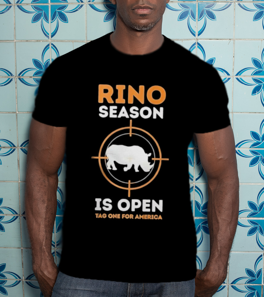 Rino Season Is Open Tag One For America Text With Target And Rhino Graphic T-Shirt