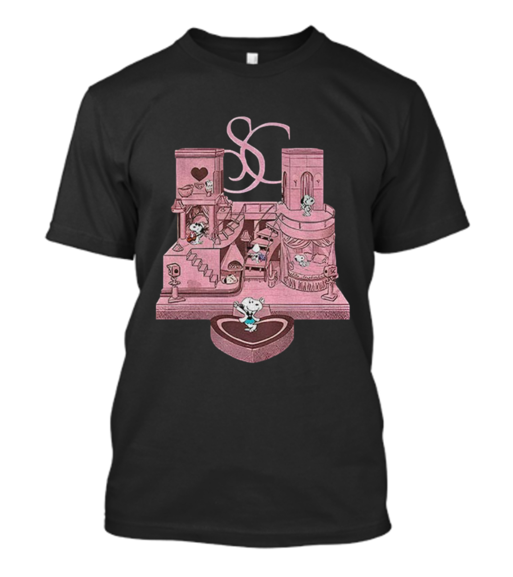 Snoopy Peanuts Sabrina Carpenter Heart House Tour T-Shirt